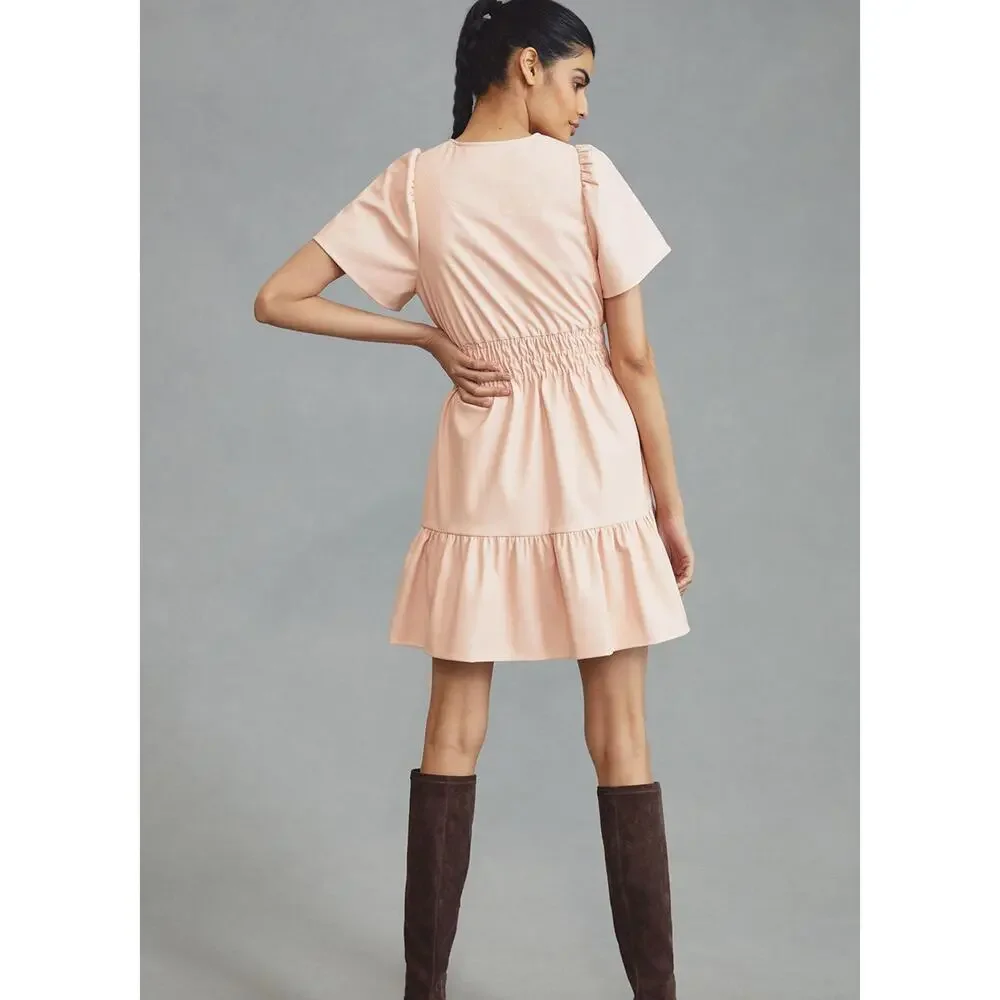 The Somerset Mini Dress: Faux Leather Edition Size Medium light Blush - Picture 3 of 8